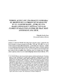Versos 'acerca' de una imagen sagrada: el motivo de la 'Virgen de Guadalupe' en el 'Florido ramo'… (1748), de Ana María González y Zúñiga, y en las...