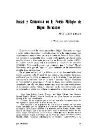 Unidad y coherencia en la poesía múltiple de Miguel Hernández