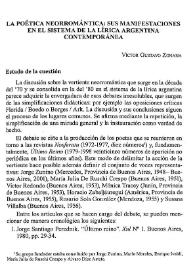 La poética neorromántica: sus manifestaciones en el sistema de la lírica argentina contemporánea