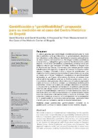 Gentrificación y “gentrificabilidad”: propuesta para su medición en el caso del Centro Histórico de Bogotá