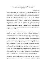Dos cartas sobre la historia del español en el Perú (De Cisneros a Menéndez Pidal y viceversa) 


