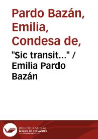 Portada:\"Sic transit...\" / Emilia Pardo Bazán