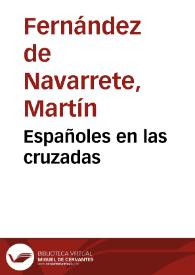 Portada:Españoles en las cruzadas / Martín Fernández de Navarrete