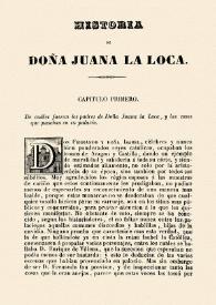 Portada:Historia de la célebre Reina de España Doña Juana, llamada vulgarmente, La Loca