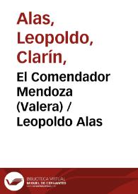 Portada:El Comendador Mendoza (Valera) / Leopoldo Alas