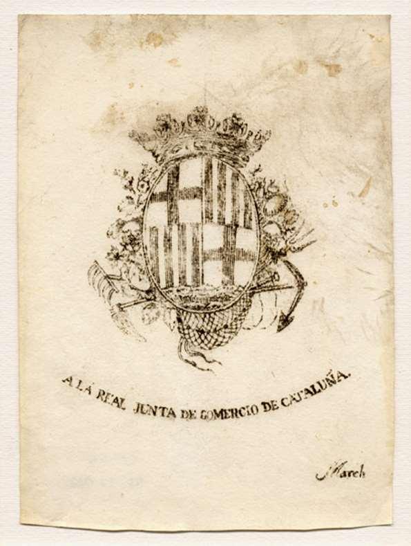 A la Real Junta de Comercio de Cataluña / [litografía de Josep] March | Biblioteca Virtual Miguel de Cervantes