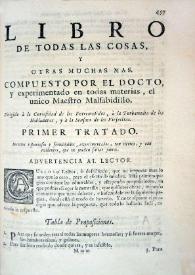Portada:Libro de todas las cosas y otras muchas más / Francisco de Quevedo