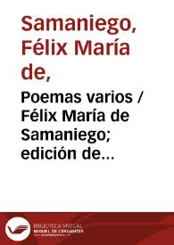 Portada:Poemas varios / Félix María de Samaniego; edición de Emilio Palacios