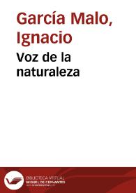Portada:Voz de la naturaleza / Ignacio García Malo