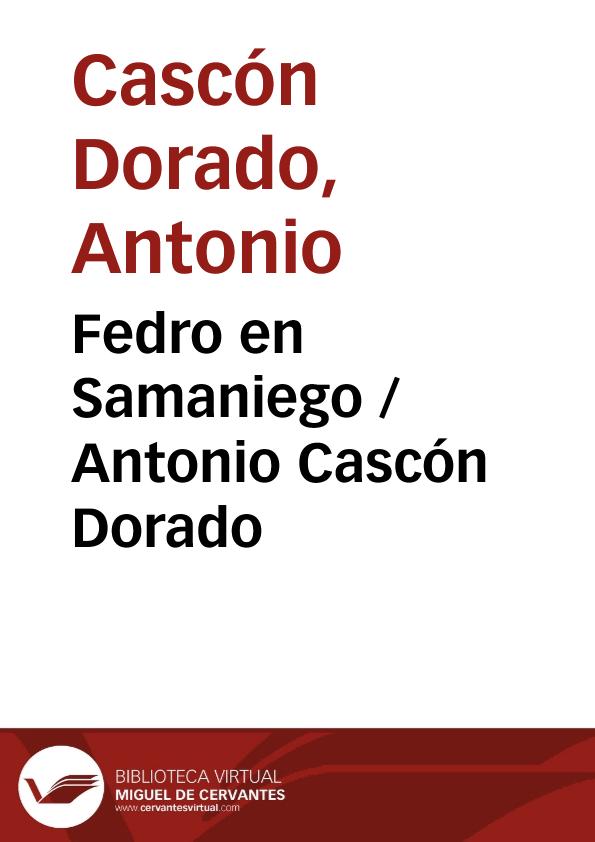 Fedro en Samaniego / Antonio Cascón Dorado | Biblioteca Virtual Miguel de Cervantes