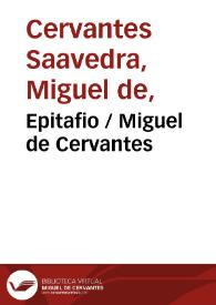 Portada:Epitafio / Miguel de Cervantes