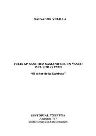 Felix M.ª Sánchez Samaniego, un vasco del siglo XVIII / Salvador Velilla | Biblioteca Virtual Miguel de Cervantes