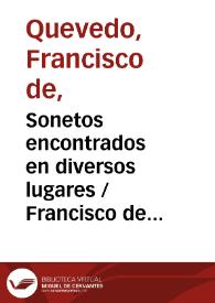 Portada:Sonetos encontrados en diversos lugares / Francisco de Quevedo; edición de Ramón García González