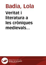 Portada:Veritat i literatura a les cròniques medievals catalanes : Ramon Muntaner