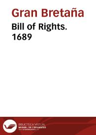 Portada:Bill of Rights. 1689