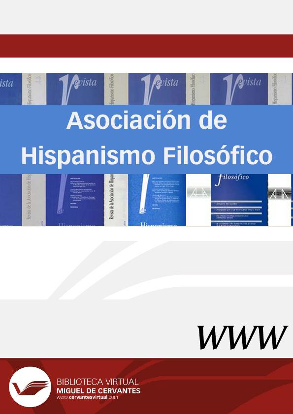 Revista de la Asociación de Hispanismo Filosófico | Biblioteca Virtual Miguel de Cervantes