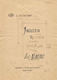 Portada:Angustia : romanza sin palabras : para piano / por Isaac Albéniz