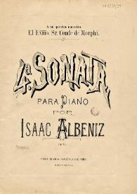 Portada:4a. Sonata : para piano : op. 72 / por Isaac Albéniz