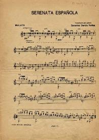 Portada:Serenata española / [J.] Malats; transcripción para guitarra Severino García Fortea
