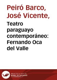 Portada:Teatro paraguayo contemporáneo: Fernando Oca del Valle