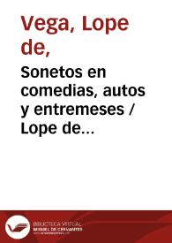 Portada:Sonetos en comedias, autos y entremeses / Lope de Vega; edición de Ramón García González