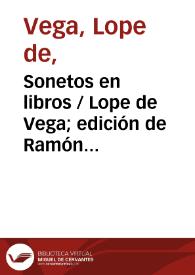 Portada:Sonetos en libros / Lope de Vega; edición de Ramón García González