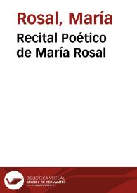 Portada:Recital Poético de María Rosal / María Rosal