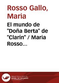Portada:El mundo de \"Doña Berta\" de \"Clarín\" / Maria Rosso Gallo