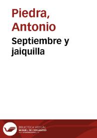 Portada:Septiembre y jaiquilla / Antonio Piedra