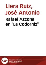 Portada:Rafael Azcona en \"La Codorniz\" / José Antonio Llera Ruiz