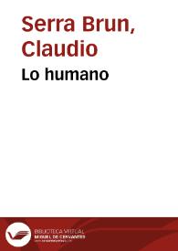 Portada:Lo humano / Claudio Serra Brun