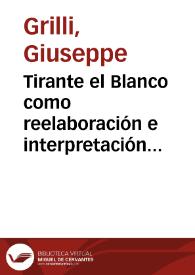 Portada:Tirante el Blanco como reelaboración e interpretación del Tirant de Martorell y como sugestión para el Don Quijote de Cervantes
