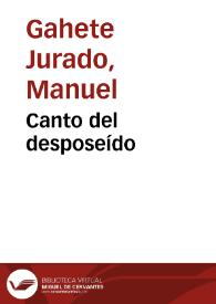 Portada:Canto del desposeído / Manuel Gahete Jurado