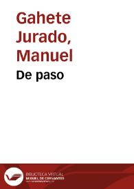 Portada:De paso / Manuel Gahete Jurado