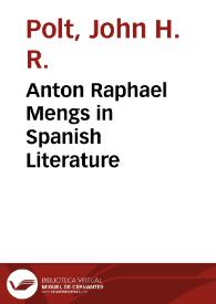 Portada:Anton Raphael Mengs in Spanish Literature