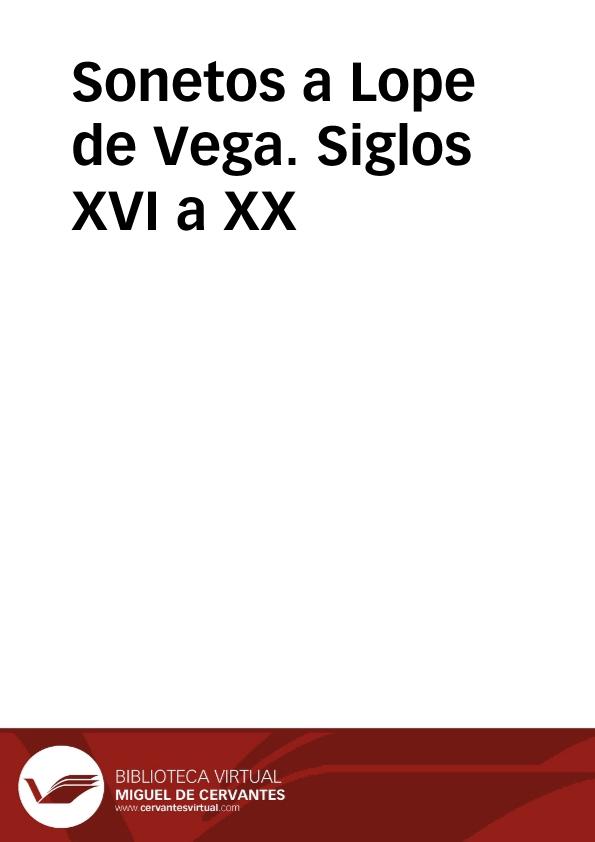 Sonetos a Lope de Vega. Siglos XVI a XX | Biblioteca Virtual Miguel de Cervantes