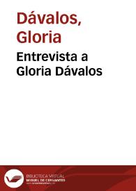 Portada:Entrevista a Gloria Dávalos
