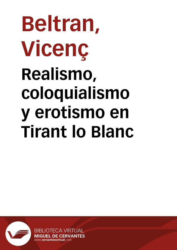 Realismo, coloquialismo y erotismo en Tirant lo Blanc | Biblioteca Virtual Miguel de Cervantes