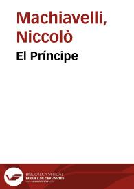 Portada:El Príncipe / Nicolás Maquiavelo