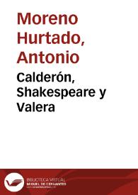 Portada:Calderón, Shakespeare y Valera / Antonio Moreno Hurtado