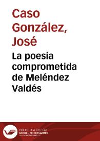 Portada:La poesía comprometida de Meléndez Valdés