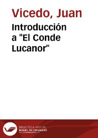 Portada:Introducción a \"El Conde Lucanor\" / Juan Vicedo