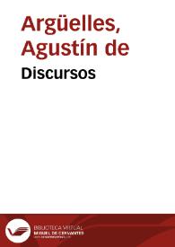 Portada:Discursos / Agustín de Argüelles