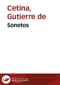 Portada:Sonetos / Gutierre de Cetina; editados por Ramón García González