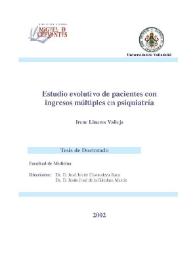 Portada:Estudio evolutivo de pacientes con ingresos múltiples en psiquiatría / Irene Linares Vallejo