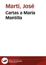 Portada:Cartas a María Mantilla / José Martí