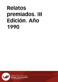 Portada:Relatos premiados. III Edición. Año 1990
