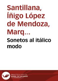 Portada:Sonetos al itálico modo / Íñigo López de Mendoza