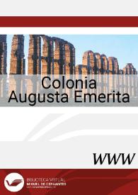 Más información sobre Colonia Augusta Emerita / José María Álvarez Martínez y Trinidad Nogales Basarrate