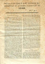 Portada:Registro de las actas de la H. Cámara de representantes, en su reunión constitucional de 1846. Nº 2